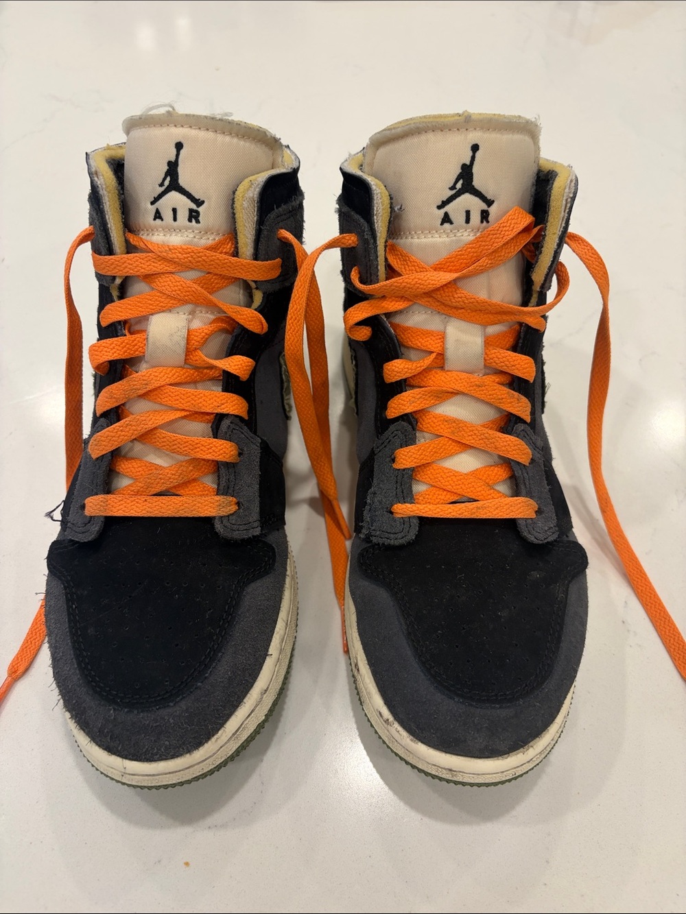 Nike High Top Sneakers in Black, Gray & Orange